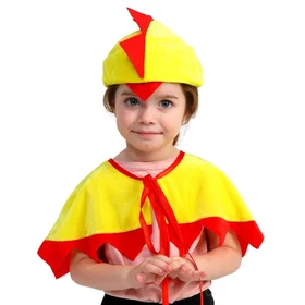 Карнавальный набор Цыплёнок, накидка с завязками, шапка, плюш, рост 98-128 см