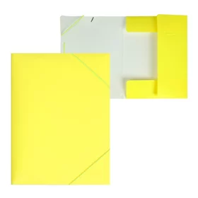 Папка на резинке А4, 500 мкм, Calligrata Neon, корешок 30 мм, неоновая, жёлтая