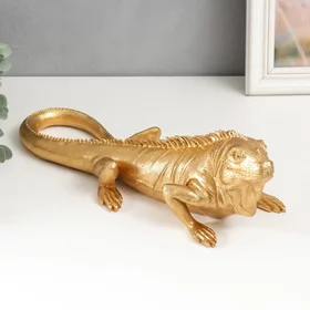 Сувенир полистоун Золотая игуана 11х11,5х36 см