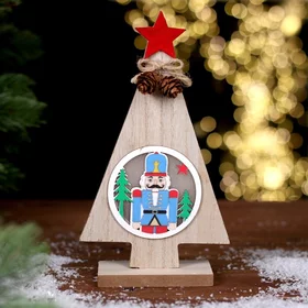 Новогодний декор с подсветкой Ёлка со звездой и щелкунчик 11 4,5 20 см