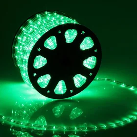 Световой шнур Luazon Lighting 11 мм, IP65, 100 м, 24 LEDм, 220 В, 2W, постоянное свечение, свечение зелёное
