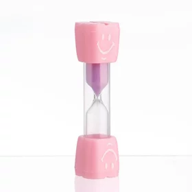 Песочные часы Смайл на 3 минуты, 9 х 2.3 см, розовые