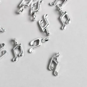 Декор для творчества металл Музыкальная нота серебро 1,3х0,7 см