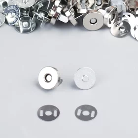 Кнопка магнитная, d 14 мм, цвет серебряный