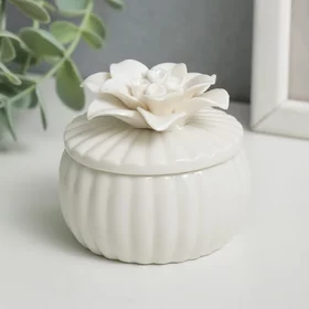 Шкатулка керамика Белый цветок 6,5х6,5х6,5 см