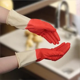 Перчатки хозяйственные резиновые Доляна, размер S, плотные, 50 гр, цвет красный