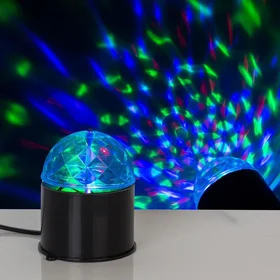 Световой прибор Хрустальный шар 7.5 см, свечение RGB, 220 В, чёрный