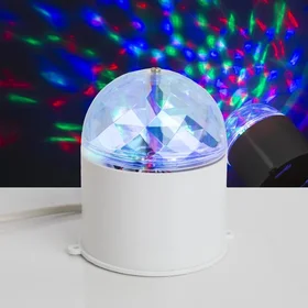 Световой прибор Хрустальный шар 7.5 см, свечение RGB, 220 В, белый