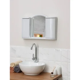 Шкафчик зеркальный для ванной комнаты Арго, цвет белый мрамор