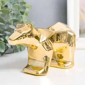 Сувенир керамика 3D грани Полярный медведь золото 6,5х17х9,3 см