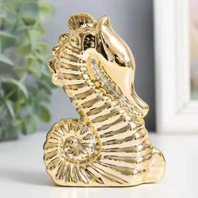 Сувенир керамика Морской конёк золото 3,3х6,7х9,8 см