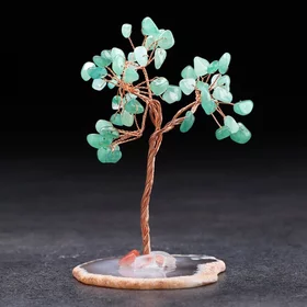 Сувенир Энергетическое дерево. Зеленый Авантюрин, натуральный камень, 10 см