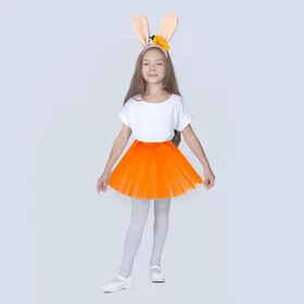 Карнавальный набор Зайка с морковкой, ободок, юбка оранжевая, 3-7 лет