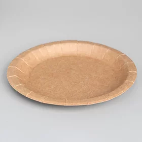 Тарелка одноразовая Крафт с бортом, картон, 18 см