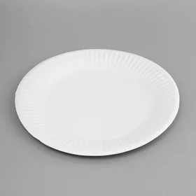 Тарелка одноразовая Белая картон, 18 см
