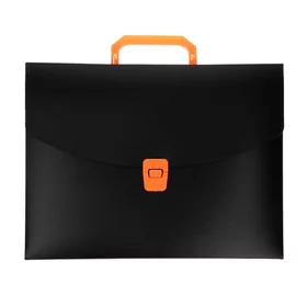 Папка портфель А4, 700 мкм, 1 отделение, Calligrata, чёрный с оранжевыми элементами отделки