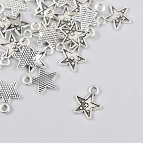Декор для творчества металл Звезда с маленькмими звёздочками серебро 1х1,3 см