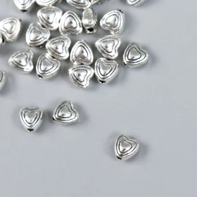 Бусина для творчества металл Пузатое сердечко серебро 0,6х0,6 см