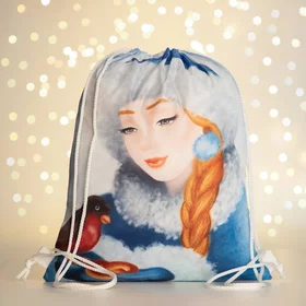 Мешок-рюкзак новогодний на шнурке, цвет голубойразноцветный