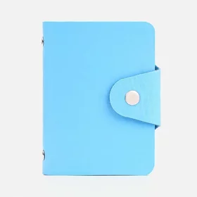 Визитница на кнопке, 12 карт, цвет голубой