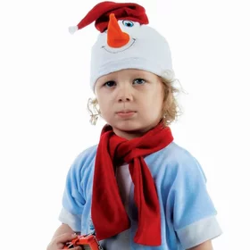 Набор Снеговик в красном колпаке колпак, шарф размер 51-55, велюр