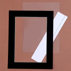 Паспарту размер рамки 21,5 16,5 см, прозрачный лист, клейкая лента, цвет чёрный