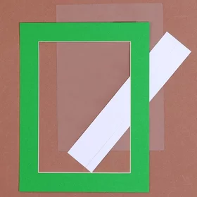 Паспарту размер рамки 21,5 16,5 см, прозрачный лист, клейкая лента, цвет зелёный