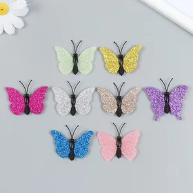 Магнит пластик Бабочка крылышки с блёстками МИКС 4,5х3 см