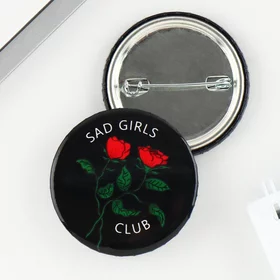 Значок закатной Sad girl club, d 3,8 см
