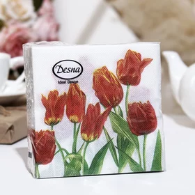 Салфетки бумажные Desna Design Тюльпаны,Красная Леди,1 слоя,24x24,40 листов