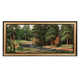 S003-40х80 Картина из гобелена Тихая речка в лесу 46х87