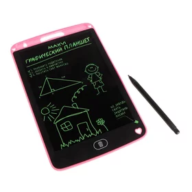Графический планшет для рисования и заметок LCD Maxvi MGT-01, 8.5,угол 160,CR2016, розовый