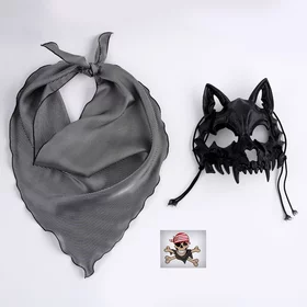 Карнавальный Наборбандана в полоску,,маска собаки латекс черная,т.наклейка