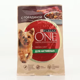 Влажный корм Purina One mini для активных собак, говядинакартофель в подливе, 85 г