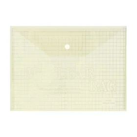 Папка-конверт на кнопке, А4, 80 мкм, Клетка, тонированная, жёлтая