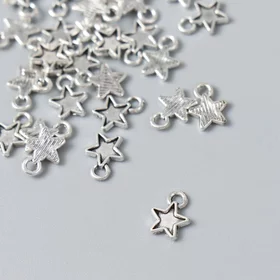 Декор для творчества металл Маленькая звёздочка серебро 0,8х0,9 см