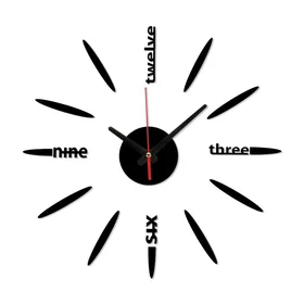 Часы-наклейка, серия DIY, Лучи, плавный ход, d-40 см, черные