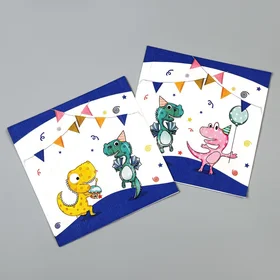 Салфетки бумажные Счастливые динозаврики, в наборе 20 шт.