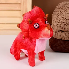 Мягкая музыкальная игрушка Динозаврик, 16 см, цвет красный