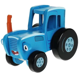 Игрушка деревянная Объёмная каталка. Синий трактор 12 см