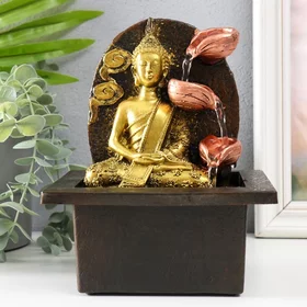 Фонтан настольный от сети Будда медитирует у фонтана 13х13х20 см