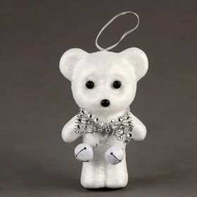 Игрушка из пенопласта Белый медведь с колокольчиком, 10 см