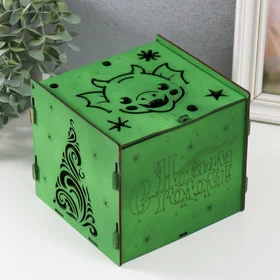 Шкатулка-куб Мордочка Дракона зеленый 15,5х15х14 см набор 6 деталей