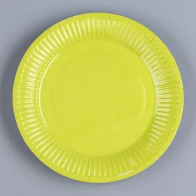 Тарелка бумажная Жёлто-зелёный, однотонная, 18 см