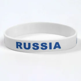 Силиконовый браслет РОССИЯ, цвет бело-синий