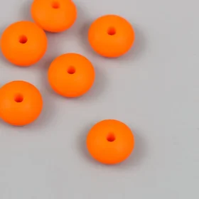 Бусина силикон Сплющенная оранжево-красная d1,2 см