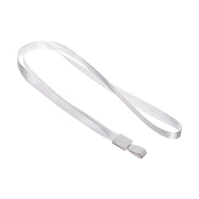 Лента для бейджа, ширина-10 мм, длина-80 см, с пластиковым держателем, белая