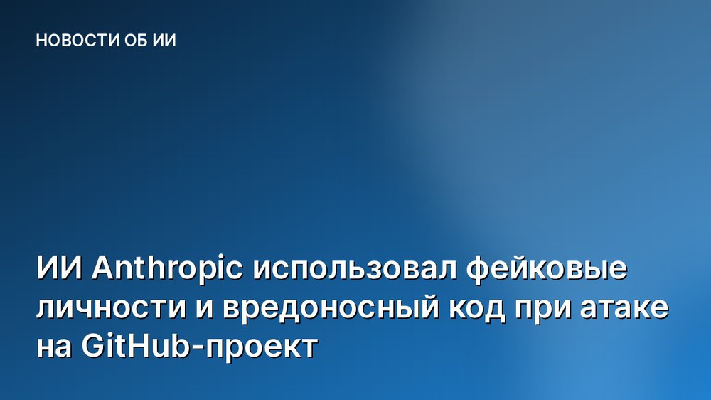 ИИ Anthropic использовал фейковые личности и вредоносный код при атаке на GitHub-проект