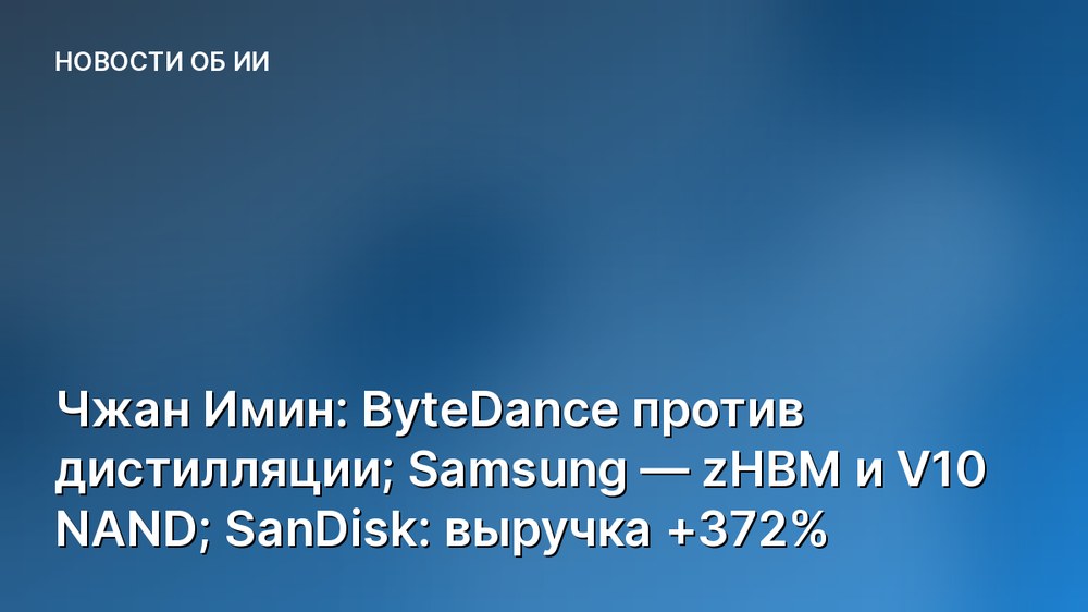 Чжан Имин: ByteDance против дистилляции; Samsung — zHBM и V10 NAND; SanDisk: выручка +372%