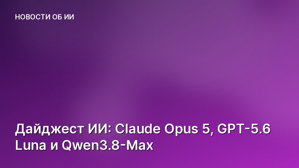 Дайджест ИИ: Claude Opus 5, GPT-5.6 Luna и Qwen3.8-Max